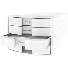 Schubladenbox HAN Impuls 2.0, 4 Schubladen, Format A4, stapelbar, geschlossen, weiß