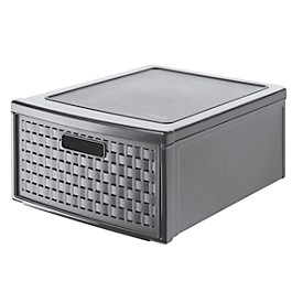 Schubladenbox Rotho COUNTRY, Volumen 19,2 l, 1 herausnehmbares Schubfach, stapelbar, L 450 x B 340 x H 200 mm, Polypropylen, anthrazit