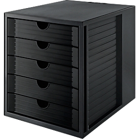 Schubladenbox SYSTEMBOX KARMA, 5 geschlossene Schubladen, DIN A4, leichtlaufend, B 274 x T 330 x H 320 mm, schwarz
