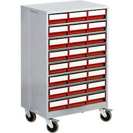 Schubladenregal, mit 24 Schubladen, rot