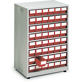 Schubladenregal, mit 48 Schubladen, rot