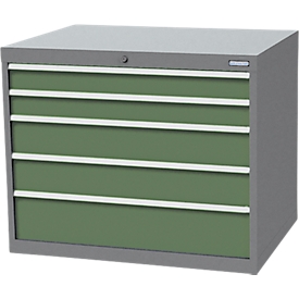 Schubladenschrank Bedrunka+Hirth, 5 Schübe, abschließbar, bis 1500 kg, B 1305 x T 736 x H 819 mm, Stahlblech