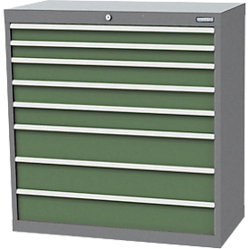 Schubladenschrank Bedrunka+Hirth, 8 Schübe, abschließbar, bis 1200 kg, B 980 x T 500 x H 1019 mm, Stahlblech