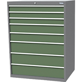 Schubladenschrank Bedrunka+Hirth, 8 Schübe, abschließbar, bis 1500 kg, B 1005 x T 736 x H 1319 mm, Stahlblech