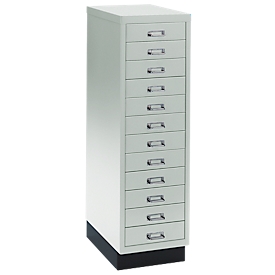 Schubladenschrank DIN A4, mit 12 Schubladen, 940 mm hoch, lichtgrau