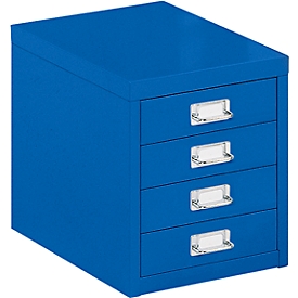 Schubladenschrank DIN A4, mit 4 Schubladen, 330 mm hoch, enzianblau
