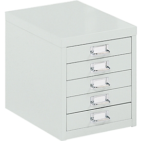 Schubladenschrank DIN A4, mit 5 Schubladen, 330 mm hoch, lichtgrau