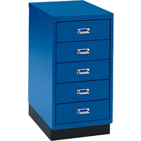 Schubladenschrank DIN A4, mit 5 Schubladen, 675 mm hoch, enzianblau