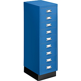 Schubladenschrank DIN A4, mit 9 Schubladen, 940 mm hoch, enzianblau