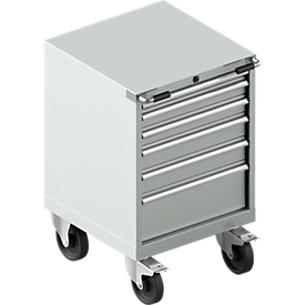 Schubladenschrank mit Rollen WSK 27-27, 6 Schübe, bis 75 kg, B 564 x T 572 x H 870 mm, lichtgrau/lichtgrau