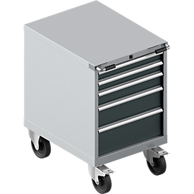Schubladenschrank mit Rollen WSK 27-36, 5 Schübe, bis 75 kg, B 564 x T 725 x H 920 mm, weißaluminium/anthrazitgrau