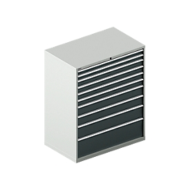 Schubladenschrank SCHÄFER 64-36, 10 Schübe, bis 75 kg, B 1193 x T 725 x H 1450 mm, lichtgrau/anthrazitgrau
