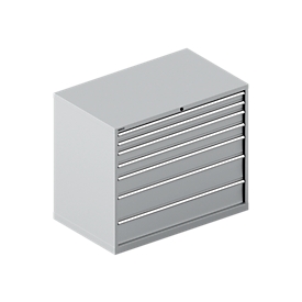 Schubladenschrank SCHÄFER 64-36, 7 Schübe, bis 75 kg, B 1193 x T 725 x H 1000 mm, weißalu