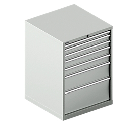 Schubladenschrank WSK 54-36, Stahl, 7 Schübe, bis 75 kg, B 1023 x T 725 x H 1000 mm, lichtgrau/lichtgrau