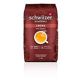 Schüümli Kaffee Delica Schwiizer Schüümli Crema, 100 % Arabica Röstkaffee, Stärkegrad 3/5, UTZ-zertifiziert, 1 kg ganze Bohnen