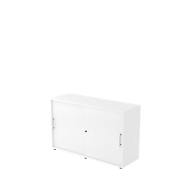 Schuifdeurkast, 2 ordnerhoogten, B 1200 x D 400 x H 748 mm, wit/wit