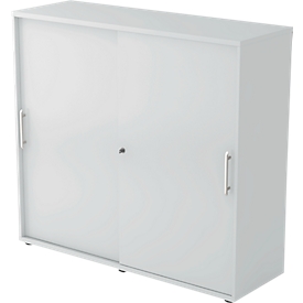 Schuifdeurkast, 3 ordnerhoogten, B 1200 x D 400 x H 1100 mm, lichtgrijs