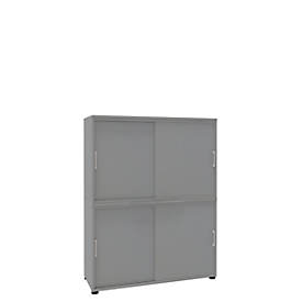Schuifdeurkast, B 1200 mm, 4 ordnerhoogten, zilver