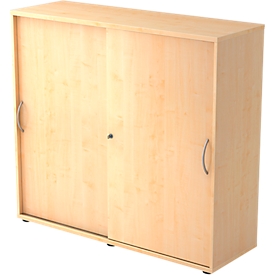 Schuifdeurkast TARA, 3 ordnerhoogten, B 1200 x D 400 x H 1180 mm, afsluitbaar & stapelbaar, esdoornpatroon