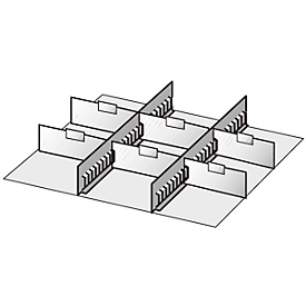 Schuifladenonderverdeling, 2 tussenliggers/6 scheidingswanden, 50 mm