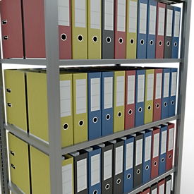 Schulte Lagertechnik Büroregal Stecksystem MultiPlus150, Grundregal, 6 Fachböden, ohne Mittelanschlag, B 1000 x T 600 x H 2000 mm, Silbergrau/verzinkt