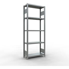 Schulte Lagertechnik MULTIplus 250 boutloos rekkensysteem, basisrek, lengte bout, 2000x750x300 mm, 5 legborden, gegalvaniseerd