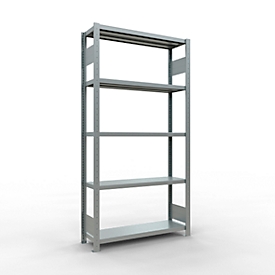 Schulte Lagertechnik MULTIplus250 boutloze rekken, 5 legborden, 2000 x 1000 x 300 mm, gegalvaniseerd, basisrek, 250 kg per legbord