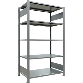 Schulte Lagertechnik Rayonnage de bureau emboîtable MultiPlus150, rayonnage de base, 5 tablettes, sans butée centrale, L 1000 x P 600 x H 1800 mm, gris argenté/galvanisé