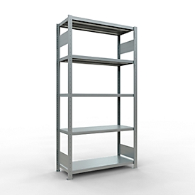 Schulte Lagertechnik Rayonnage emboîtable MULTIplus250, rayonnage de base, 5 tablettes, 2000 x 1000 x 400 mm, galvanisé, 250 kg par tablette
