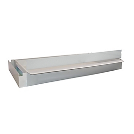 Schulte Lagertechnik Regalschublade S2, für erweiterbares Thekensystem MULTIplus, bis 50 kg, Blende, B 1000 x T 600 x H 100 mm, Stahl, lichtgrau