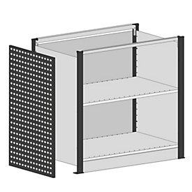 Schulte Lagertechnik Startmodule voor uitschuifbaar baliesysteem MULTIplus, 2 moduleframes/1 eindpaneel, zonder werkblad, breedte boven 1056 mm