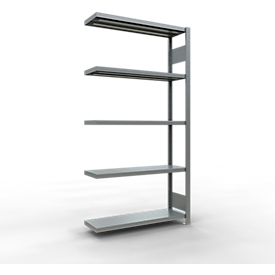 Schulte Lagertechnik Système de rayonnage à tablettes emboîtable MULTIplus 250, rayonnage annexe, verrou de longueur, 2000x1000x300 mm, 5 tablettes, galvanisé