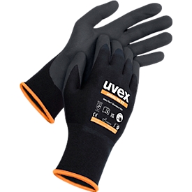 Schutzhandschuh Uvex athletic lite xt, 10 Paar, EN 388, Hitzeschutz bis 100°C, Touchscreen-tauglich, Mikroschaum-Beschichtung, schwarz, Grösse 12