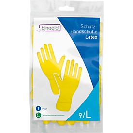 Schutzhandschuhe BINGOLD, Mehrweg, puderfrei, Latex, gelb, Größe L, 1 Paar