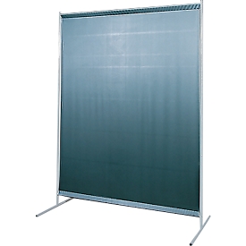 Schweißerschutzwand, 1-teilig, 0,4 mm starker Folienvorhang, DIN EN ISO 25980, B 1450 x T 600 x H 1900 mm, blau/dunkelgrün
