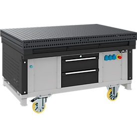 Schweißtisch Otto Kind Multi4Flex Heavy Duty, mobil, höhenverstellbar, bis 2000 kg, B 1500 x T 1000 mm, anthrazit/anthrazit