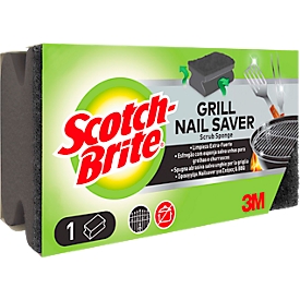 Scotch-Brite™ éponge pour barbecue, pour grilles de barbecue et fours, avec rainures de préhension ergonomiques, noir, 1 pièce