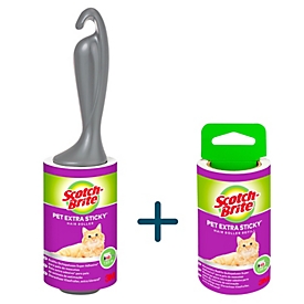 Scotch-Brite™ Set économique rouleau pour poils d'animaux Pet Extra Sticky*, 48 feuilles + rouleau de rechange