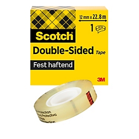 Scotch® dubbelzijdig plakband, verouderingsbestendig, 1 rol met L 22,8 m x B 12 mm
