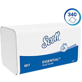Scott® Interfold Papierhandtücher Essential 6617, 1-lagig, 15 Päckchen á 340 Tücher, weiß