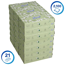 Scott® Kosmetiktücher 8837, 2-lagig, 21 Boxen, eine Box á 100 Tücher, Tuchgrösse ca. L 215 x B 186 mm, FSC®-Papier, weiss