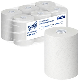 Scott® Rollenpapiertücher Control 6626, extrastark, 1-lagig, 6 Rollen á 300 m, weiß