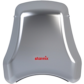 Secador de manos Starmix T-C1 M, alimentado por red, conmutador de infrarrojos, 1550 W, 38 l/s, 345 km/h, acero inoxidable, gris