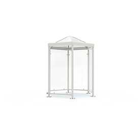 Sechseck-Raucherpavillon Modell Paris (o. Seitenwände), verkehrsweiß RAL 9016