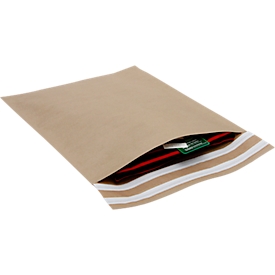 SecureLop verzendzakken van MD Securepack®, dubbele kleefsluiting, B 405 x L 480 mm + 2 x 40 mm bodemvouw, kraftpapier, bruin, 50 stuks