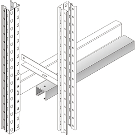 Seguro de deslizamiento, galvanizado, anchura interior de cuerpo 1900 mm, p. estantería para palets PR