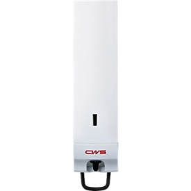 Seifenspender CWS Paradise Foam Slim 500, Wandmontage, manuell, Volumen 500 ml, Sichtfenster, abschließbar, B 80 x T 110 x H 328 mm, Kunststoff, weiß