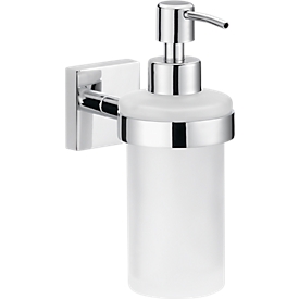 Seifenspender tesa® ekkro, Edelstahl verchromt/Glas satiniert, ohne Bohren, inkl. Klebelösung