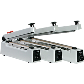 Selladora de láminas ECO Sealer 300, para láminas con un grosor de hasta 150 μ, longitud de la costura de sellado de 300 mm, potencia de 500 W, con cortador, metal, gris