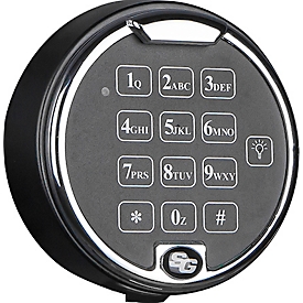 Serrure électronique S&amp;G Spartan 1006, pour coffre-fort série Lyra &amp; coffre-fort à intégrer dans un meuble série MT, 1 code manager &amp; 1 code utilisateur, 39 mm de saillie, Ø 95 mm, noir